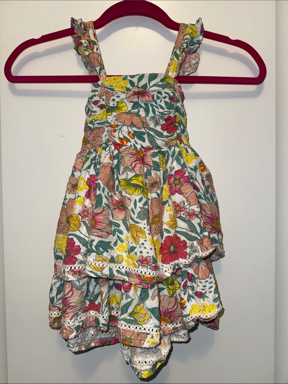 Cupcakes & Cashmere Girls Floral Ruffle Tiered Sundress Boho Boho Chic size 2T